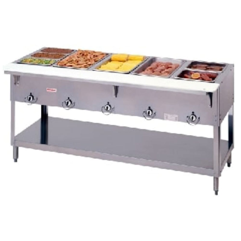 Duke E305 72 3/8" Hot Food Table w/ (5) Wells & Cutting Board, 120v