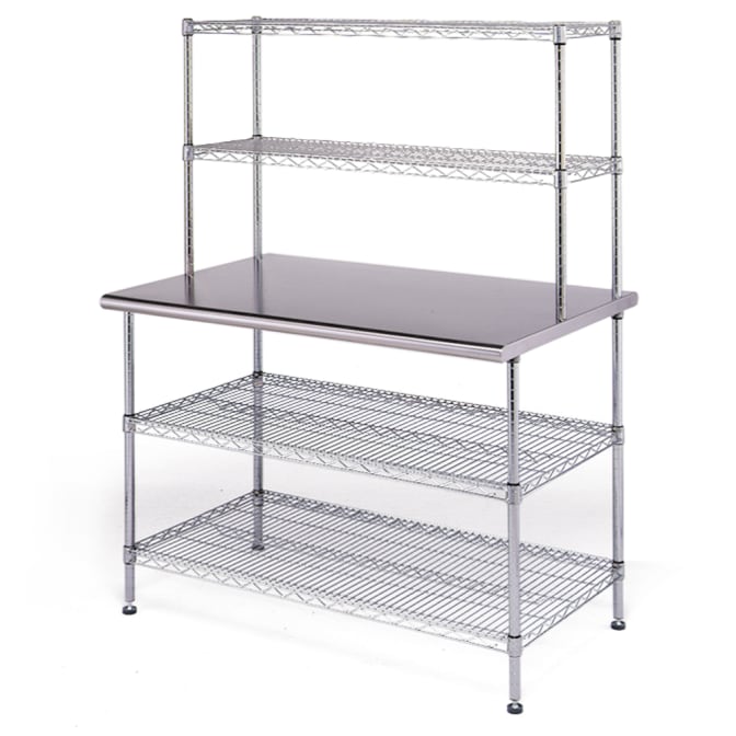 Eagle Group T2448EBW-2 48" 16 ga Work Table w/ Undershelves & 304 Series Stainless Flat Top