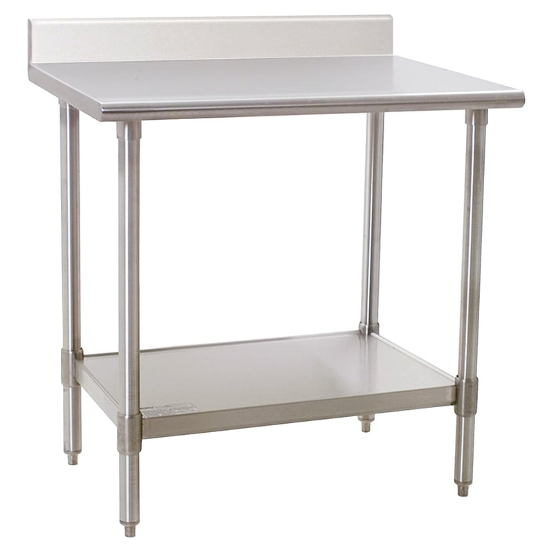 Eagle Group T3036SEB-BS 36" 16 ga Work Table w/ Undershelf & 300 Series Stainless Top, 4 1/2" Backsplash