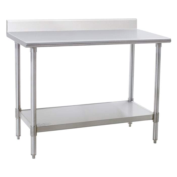 Eagle Group T3048SE-BS 48" 14 ga Work Table w/ Undershelf & 300 Series Stainless Top, 4 1/2" Backsplash