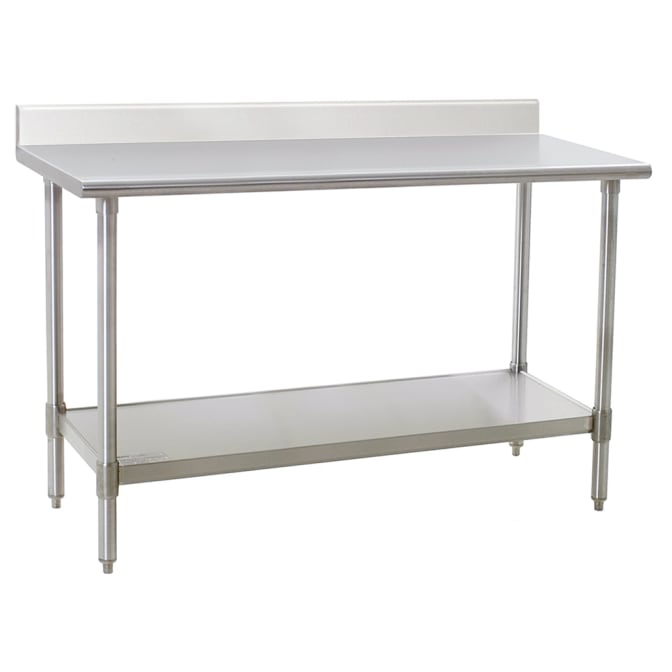 Eagle Group T3060SEB-BS 60" 16 ga Work Table w/ Undershelf & 300 Series Stainless Top, 4 1/2" Backsplash
