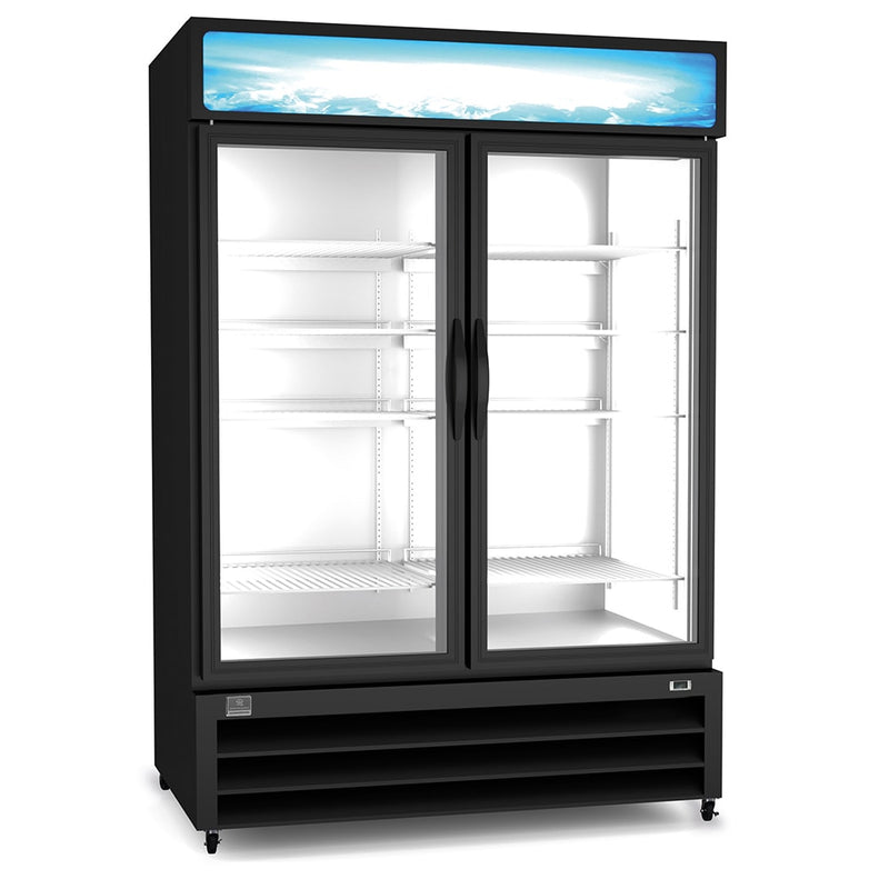 Kelvinator Commercial KCHGM48F 54" Two Section Display Freezer w/ Swing Doors - Bottom Mount Compressor, Black, 115v