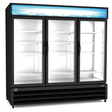 Kelvinator Commercial KCHGM72F 81" Three Section Display Freezer w/ Swing Doors - Bottom Mount Compressor, Black, 220v/1ph