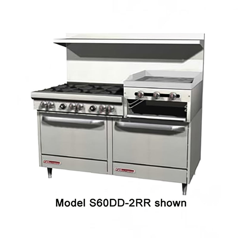 Southbend S60AA-2RR 60" 6 Burner Gas Range w/ Griddle & (2) Convection Ovens, Natural Gas