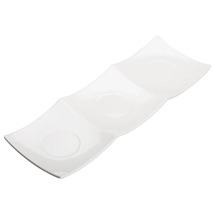 WDM006-201 - 16-3/8" x 5-1/2" Melamine Trio Plate, White, 24pcs/case