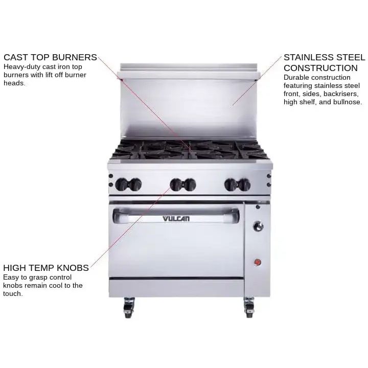 Vulcan 36S-6BP, 36-Inch Gas Restaurant Range