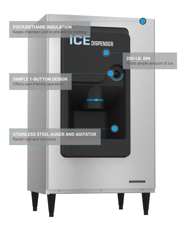 Hoshizaki DB-200H Floor Model Cube Ice Dispenser - 200 lb Storage, Bucket Fill, 115v