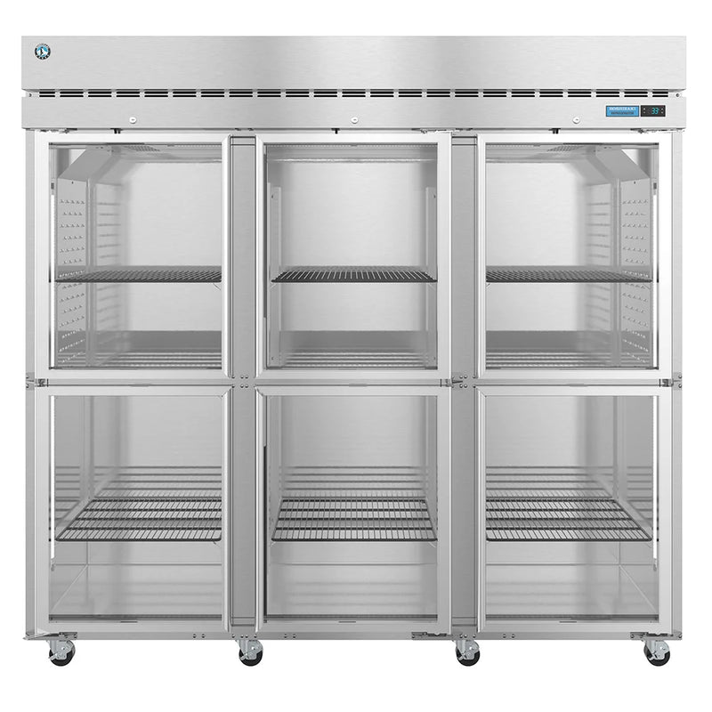 Hoshizaki R3A-HG Steelheart 82 1/2" Three Section Reach In Refrigerator, (6) Left/Right Hinge Glass Doors, 115v