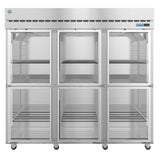 Hoshizaki R3A-HG Steelheart 82 1/2" Three Section Reach In Refrigerator, (6) Left/Right Hinge Glass Doors, 115v