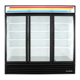 True GDM-72-HC~TSL01 78" Three Section Glass Door Merchandiser, (3) Left/Right Hinge Doors, Black, 115v
