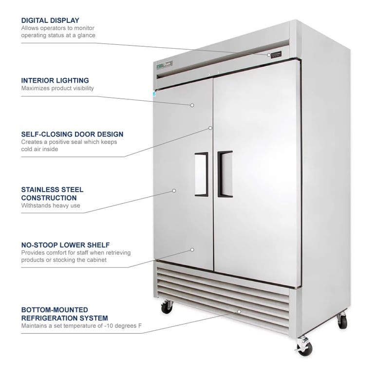True TS-49F-HC 54" Two Section Reach In Freezer, (2) Solid Doors, 115v