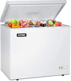 KITMA Commercial Top Chest Freezer 9.6 Cu. Ft - Deep Ice Cream Freezer with Wire Storage Basket, Solid Door, for Groceries, Kitchen, Restaurant White…