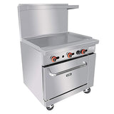 Heavy Duty 36'' Gas Range With 36'' Griddle and Standard Oven - Kitma Natural Gas Cooking Performance Group for Kitchen Restaurant, 102,000 BTU