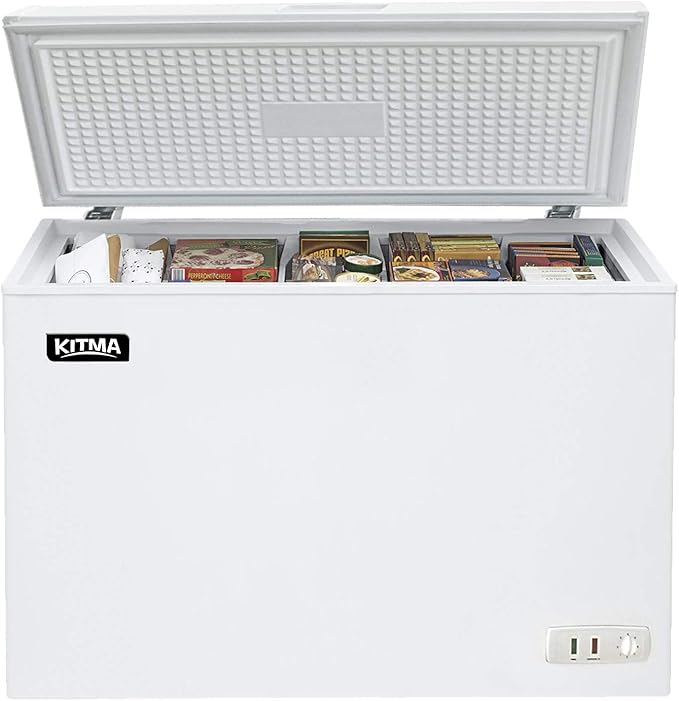 KITMA Chest Freezer - 7 Cu.Ft Reach-In Freezer Chest - Solid Door Deep Freezer with Wire Storage Basket, White