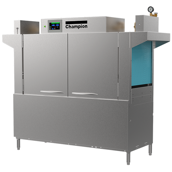 64 PRO High-Temperature Rack Conveyor Dishwashing Machines with Progressive Drive System and HMI Prodigy Controller.