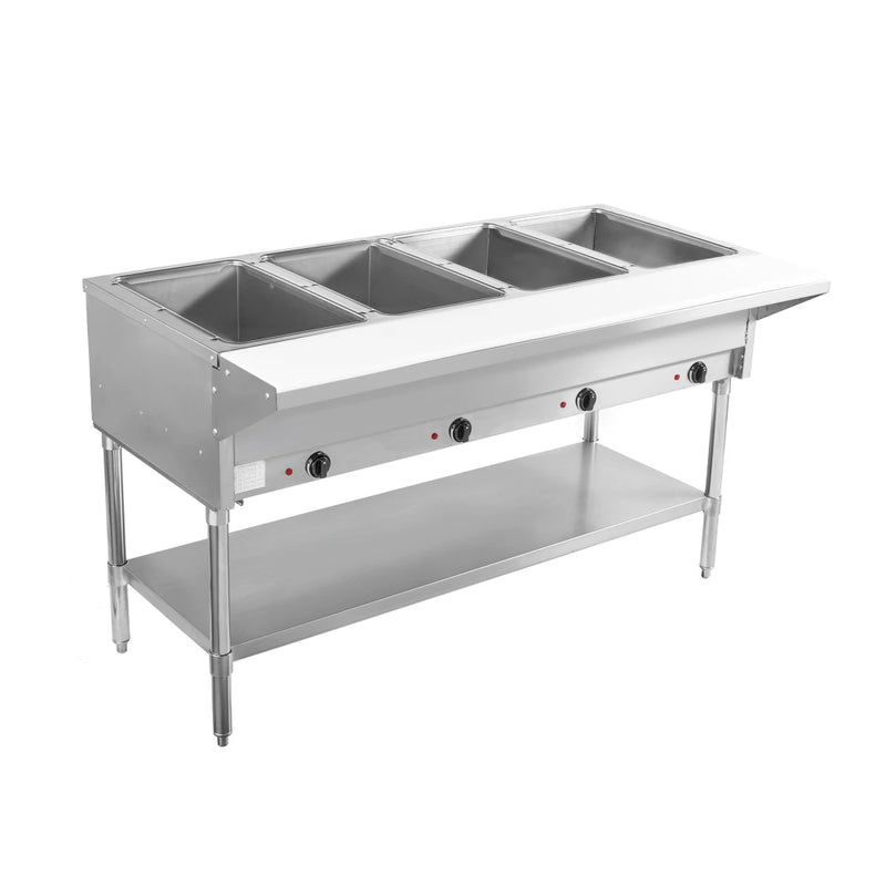 BevLes BVST-4-120 58" Hot Steam Table w/ (4) Wells & Undershelf, 120v