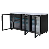 MoTak MBB-3D-90-G 90 3/8" Bar Refrigerator - 3 Swinging Glass Doors, Black, 115v