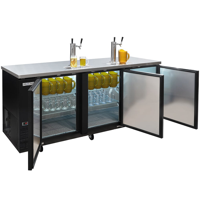 MoTak MBCBD-4 90 3/8" Kegerator Beer Dispenser w/ (3) Keg Capacity - (2) Column, Black, 115v