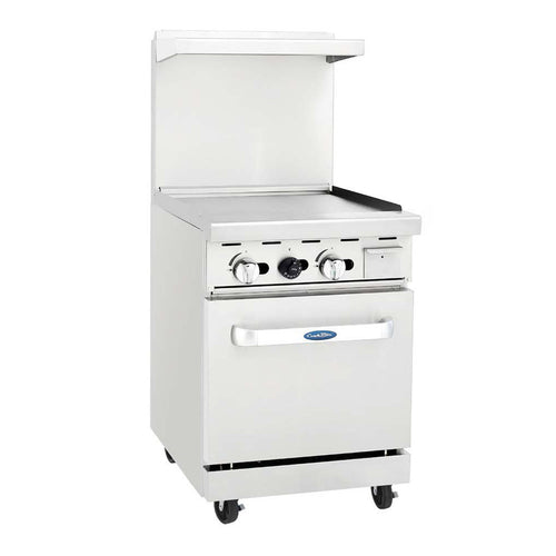 Atosa USA AGR-24G-NG CookRite Range Natural Gas 24 Inch Griddle Top with Oven and Adjustable Racks 74000 BTU