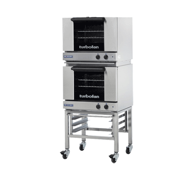 Turbofan E22M3/2C - Half Size Sheet Pan Manual Electric Convection Ovens Double Stacked With Caster Base Stand