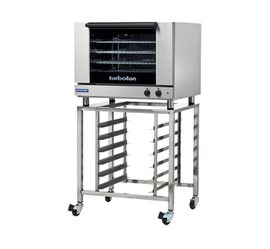 Turbofan E28M4 and SK2731U Stand - Full Size Sheet Pan Manual / Electric Convection Oven on a Stainless Steel