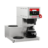 Single, digitally controlled decanter brewer. Warmers: 1 bottom, 2 left side