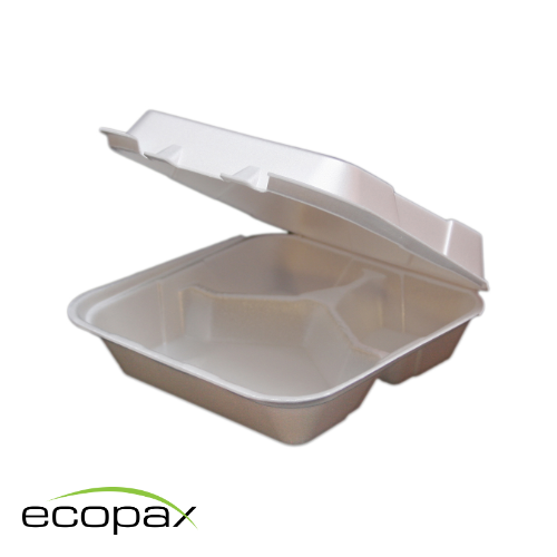 Clamshell Container - Foam - 3 Compartment - Medium - White - 8x8x3 (200)