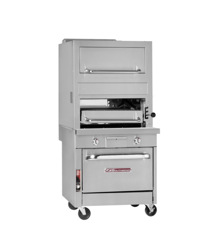 32″ Sectional Match Radiant Broiler Gas Single Deck With Warming Oven And Cabinet Base – Natural Gas, 110000 Total BTU