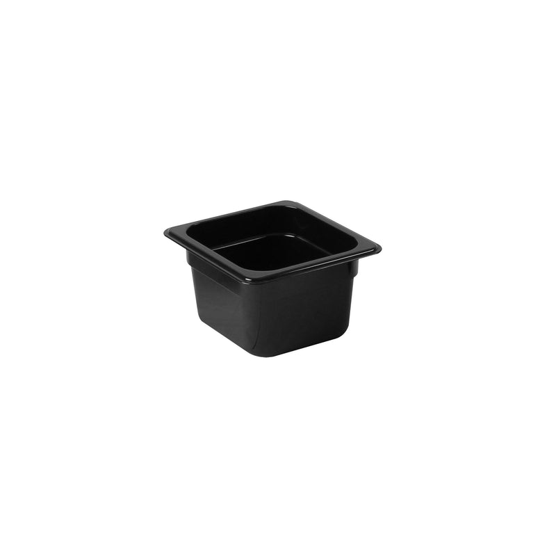 Steam Table Pan - Polycarbonate - Black - 1/6 Size - 4 in (1)