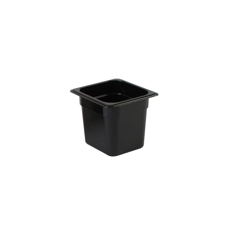 Steam Table Pan - Polycarbonate - Black - 1/6 Size - 6 in (1)