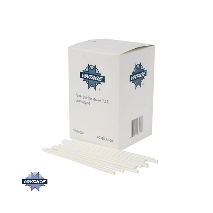Drinking Straw - Paper - Jumbo - Unwrapped - White - 7.75 in (2000)