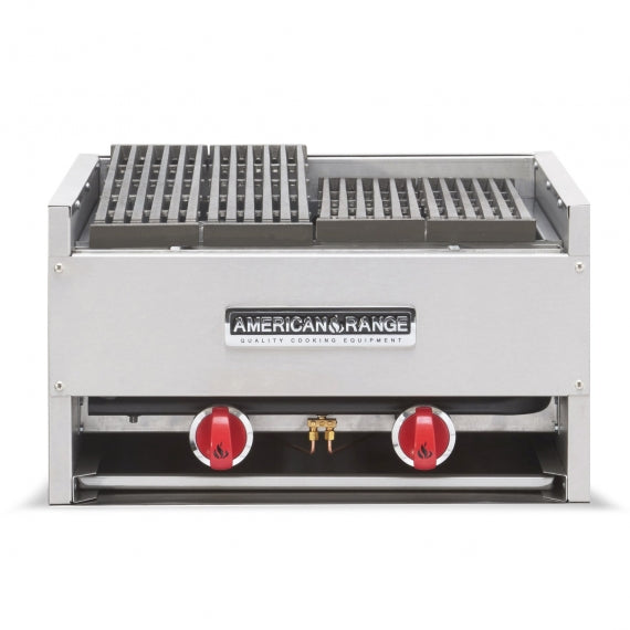 American Range AECB-14 14" Countertop Gas Charbroiler w/ 1 H-Shaped Burner, Lava Rocks