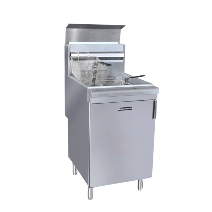 Admiral Craft BDGF-150, 70 Lb. Black Diamond Liquid Propane Stainless Steel Floor Fryer, 150,000 BTU