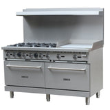 Admiral Craft BDGR-6024G/NG, 60-inch 6 Burners Black Diamond Natural Gas Range with 24-inch Griddle, 280,000 BTU