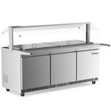 Coldline CBT-72-CSG, 72-Inch Stainless Steel Refrigerated Salad Bar, Buffet Table with Sneeze Guard, Tray Slide and Pan Cover