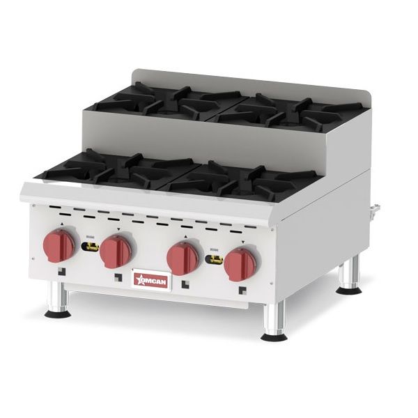 Omcan CE-CN-0424-S, 24-inch 4 Burners Countertop Step-Up Natural Gas Hot Plate