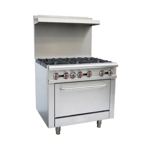 Omcan CE-CN-0914-L, 36-inch Commercial Stainless Steel Liquid Propane Range, 211,000 BTU
