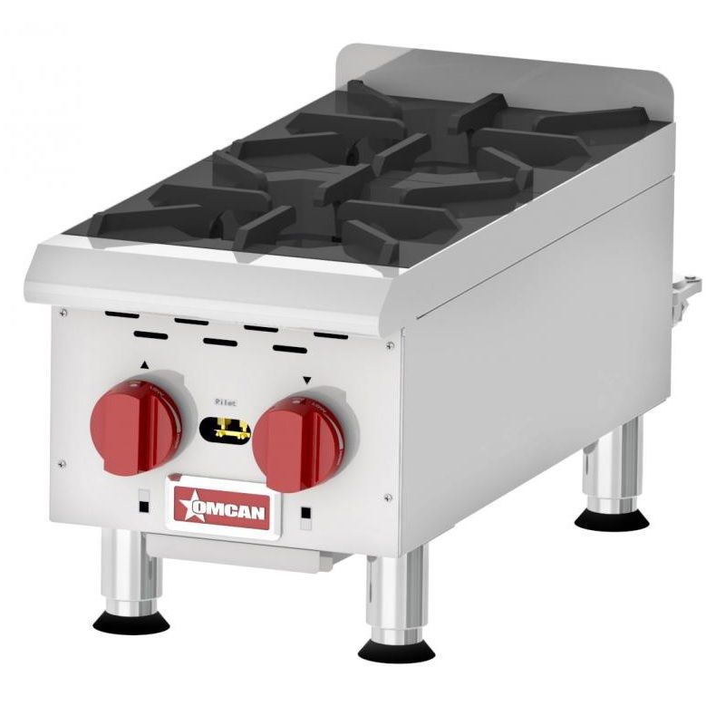 Omcan CE-CN-HP212M, 12-inch 2 Burners Countertop Natural Gas Hot Plate, 44,000 BTU