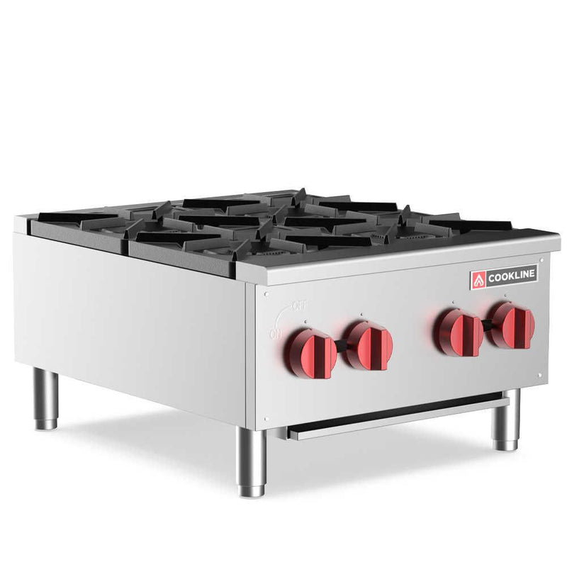Cookline CHP-24-4, 24-Inch Commercial Gas Hot Plate with Four Burners - 100,000 BTU