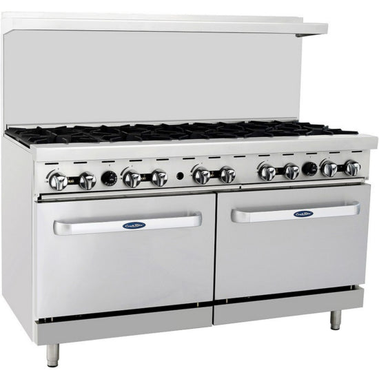 Atosa CookRite ATO-10B 60" Gas Restaurant Range, 10 Burner 2 Standard Ovens - 304,000 BTU