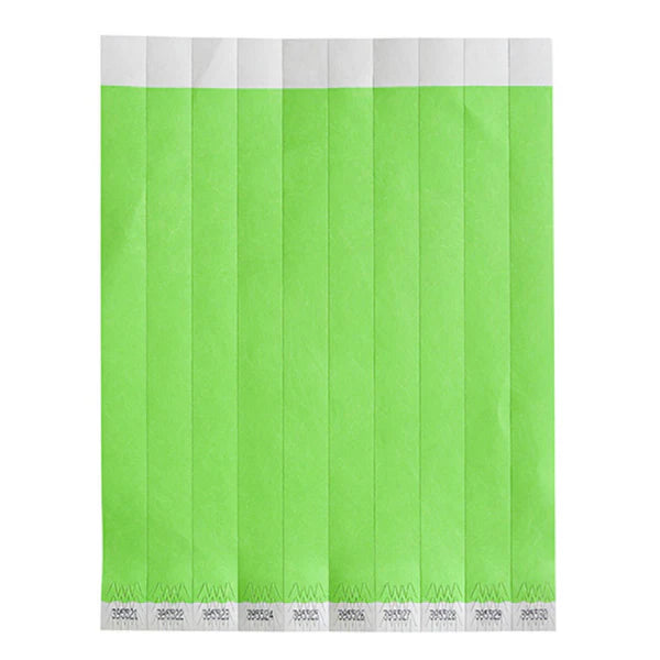 WB-100G-S - Bar Maid Waterproof Tear-Free Wristbands - Green Solid (500 Pieces/Pack)