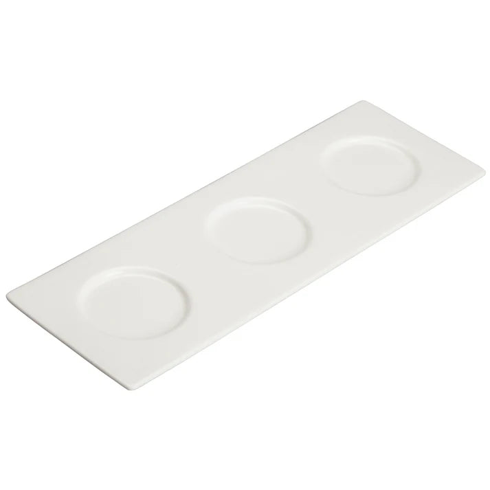 WDP021-109 - 13-3/4"L x 5"W Porcelain Trio Tray, Bright White, 24 pcs/case
