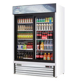 Everest Refrigeration EMGR48, 53.13-Inch White 2 Section Sliding Refrigerated Glass Door Merchandiser
