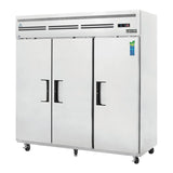 Everest Refrigeration ESR3, 74.75-Inch 71 cu. ft. Top Mounted 3 Section Solid Door Reach-In Refrigerator