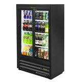 True GDM-33SSL-56-HC-LD, 36-Inch Black Wide Narrow-Depth 2-Section Glass Sliding Door Merchandiser Refrigerator, 115V