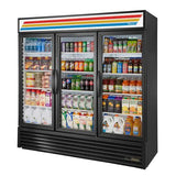 True GDM-72-HC~TSL01, 78.13-Inch Black 3 Section Swing Refrigerated Glass Door Merchandiser