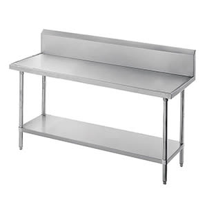 Eagle Group T3060SEB-BS 60" 16 ga Work Table w/ Undershelf & 300 Series Stainless Top, 4 1/2" Backsplash