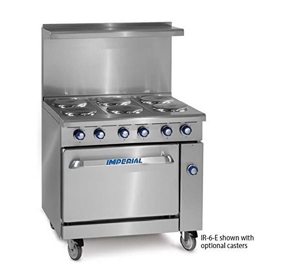 Imperial IR-6-E, Electric Range, cETLus, ETL, CE (Casters are not included)