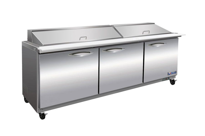IKON ISP72M 72-inch Triple Door Mega Top Refrigerated Sandwich/Salad Prep Table, 27 Pans