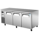 Turbo Air JUR-72S-N6 3 Solid Doors Undercounter Refrigerator, Side Mount - Narrow